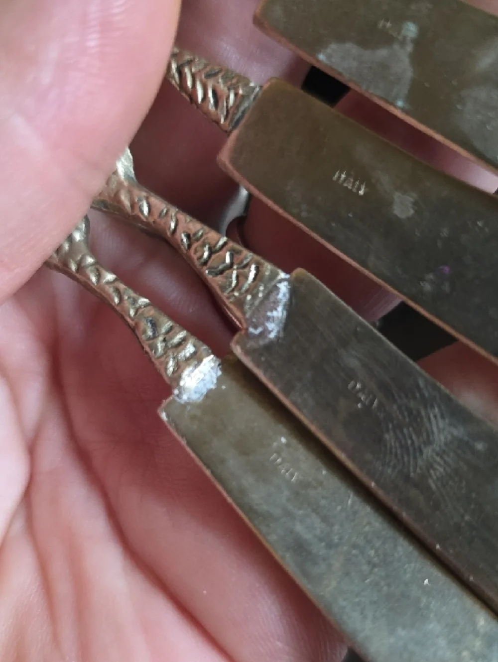 ITALY Vintage Dragon  Chees Knifs- Set of 4 - Silver Tone